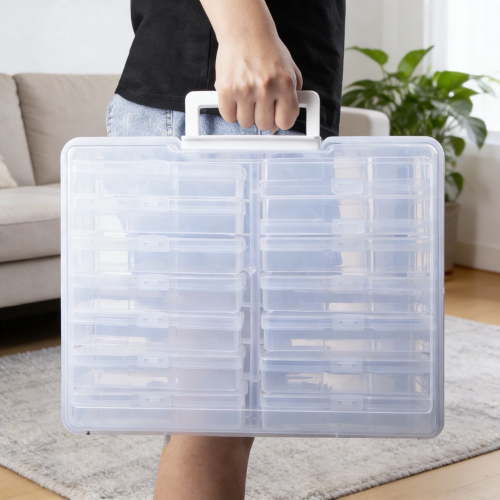 WRVCSS Photo Storage Box 4x6 inch with Handle, Clear Photo Organizer Kit for Photos, Cards, Crafts