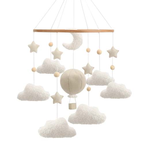 Sleepy Time Felt Mobiles - Fluffy Clouds, Moon Stars & Hot Air Balloon