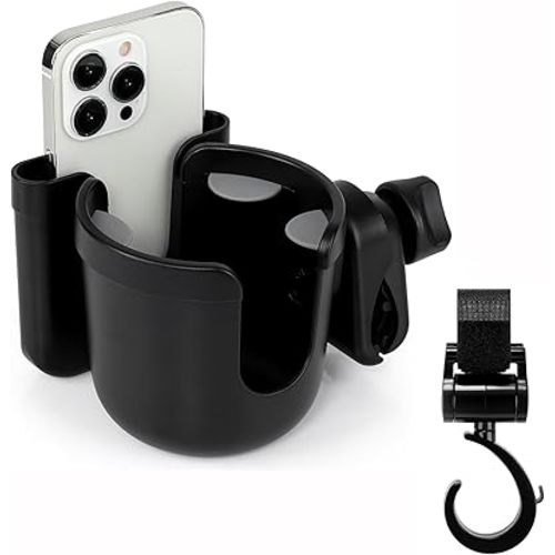 Accmor Walker Cup Holder with Hook Set, Wheelchair Cup Holder, Stroller Cup Holder, Universal Cup Holder for Walker, Wheelchair, Rollator, Stroller, Scooter, Bike Accessory