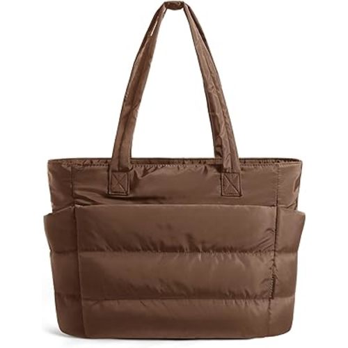 BAGSMART Tote Bag for Women, Lightweight Puffy Tote Bag with Compartments Shoulder Bag Handbag for Travel, Work, Gym