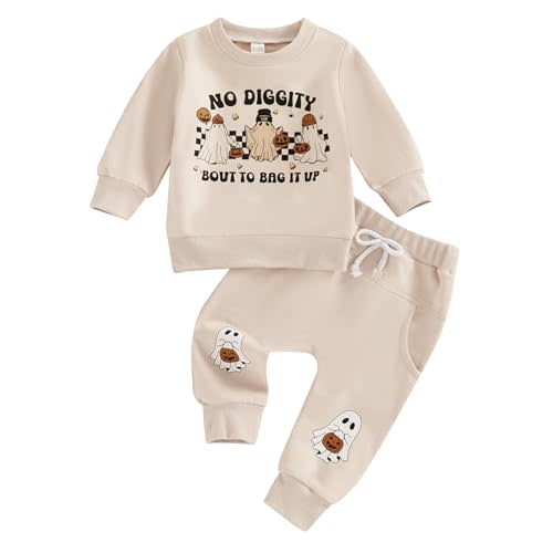 BemeyourBBs Toddler Baby Boy Fall Winter Clothes Funny Letter Long Sleeve Sweatshirt and Pants Set 2 Piece Sweatsuit Outfit