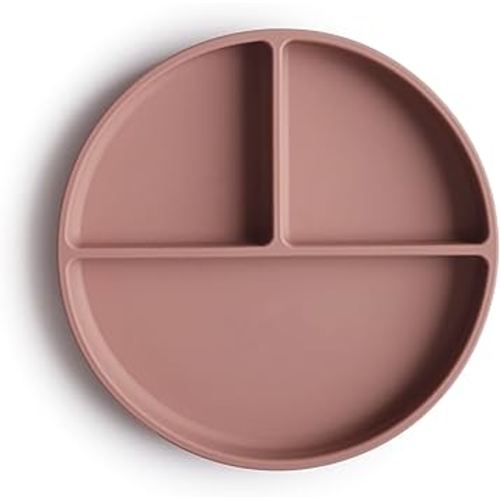 mushie Silicone Suction Plate | BPA-Free Non-Slip Design (Cloudy Mauve)