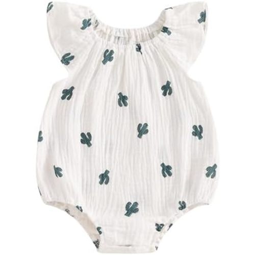 Fanvereka Infant Newborn Baby Girl Summer Romper Toddler Girls Bodysuit Cherry Sleeveless Jumpsuit Playsuit Clothing