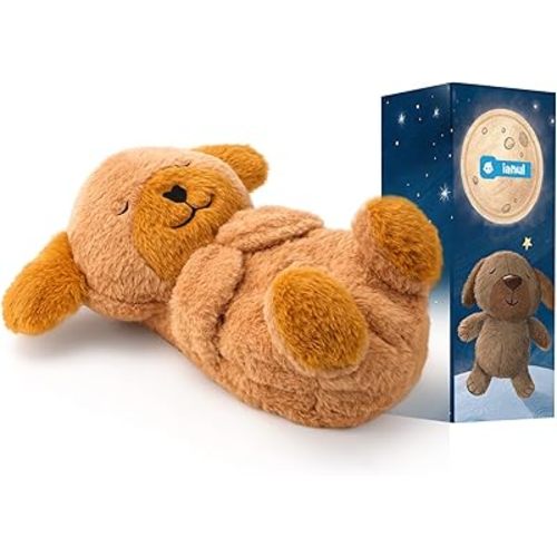 Breathing Stuffed Animal,Soothing Stuffed Animal for Anxiety Relief with Realistic Breathing Motion, Calming Music, Gentle Lights,Machine Washable,Ideal for Baby Adult and Relaxation(Dog)