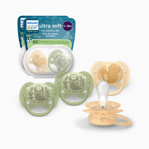 Philips Avent Ultra Soft Pacifier 6-18M (4 Pack) - Squirrel / Owl, 6-18M