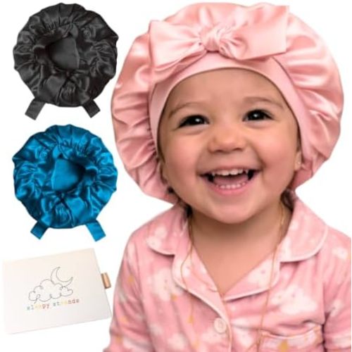 100% Real Silk Bonnet for Kids - Double Layer Reversible - Adjustable Tie - for Sleeping Toddlers, Children, Babies