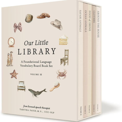 Our Little Library Vol. 2: First 100 Words Board Book Box Set, including Ocean Animals, Safari Animals, Food and Drink, Clothes, and Around the House (Tabitha Paige Children's Book Series)