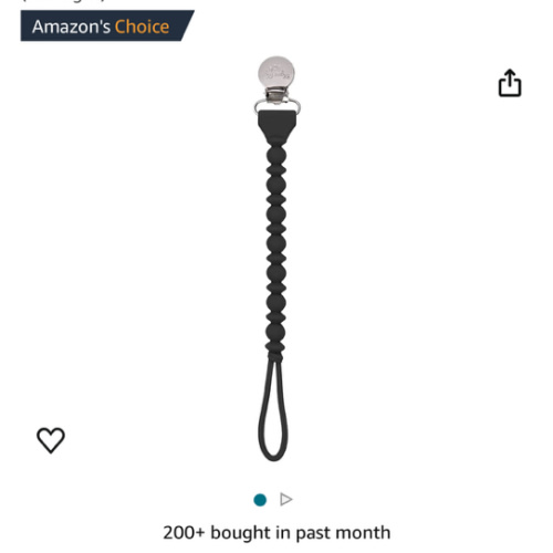 Itzy Ritzy Silicone Pacifier Clip; 100% Food Grade Silicone Pacifier Strap with Clip Keeps Pacifiers, Teethers & Small Toys in Place; Features One-Piece Design & Silicone Cord (Midnight)