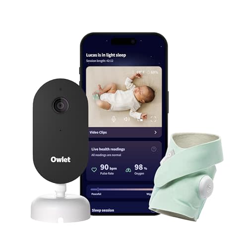 Owlet Dream Duo  FDA-Cleared Smart Baby Monitor with Sock & HD Video Cam 2K HD Video, Cry & Motion Alerts, Temp Monitoring
