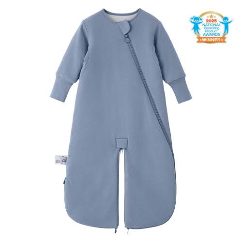 All Season Sleep Suit Sack 3-in-1 1.0 TOG - Organic Cotton & Camel Wool - Misty Blue