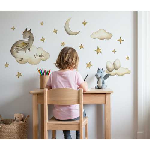 Personalized Cute Dragon Wall Decals, Kids room decor, Nursery Wall Decals, Boy name Wall Decal, Girl name Wall Decal,Nursery Letters