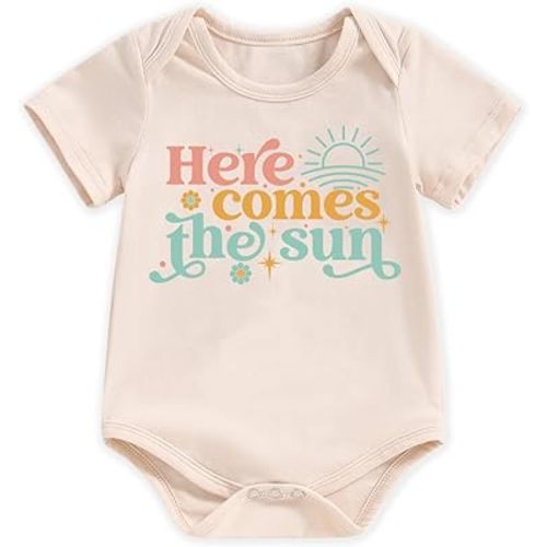 hrcfbk Newborn Baby Boy Girl Bodysuit Funny Letters Print Short Sleeve Pregnancy Announcement Baby Reveal Romper