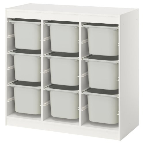 TROFAST Storage combination with boxes - room divider/white gray 39x17 3/8x37 "
