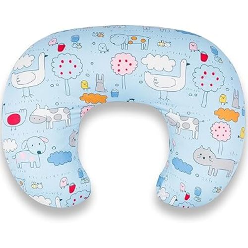 Nursing Pillow for Breastfeeding & Bottle Feeding - Ergonomic C-Shape Design with Breathable Filling & Removable Washable Cover, Supports 0-18 Months (Feeding, Tummy Time, Sitting), Hypoallergenic
