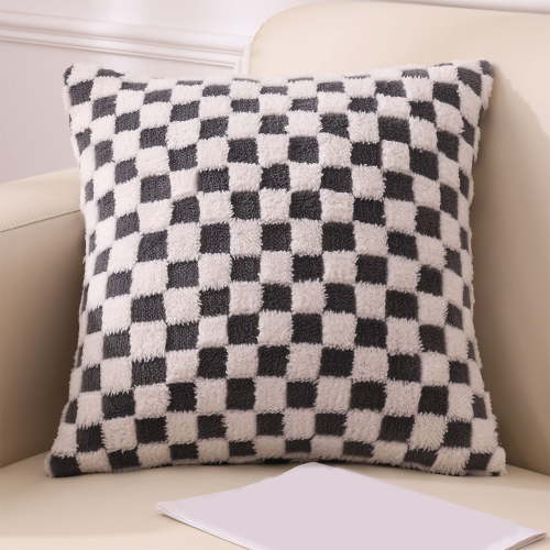 TaTaai 1Pcs Decorative Throw Pillow Covers Checkerboard Luxury Super Soft Faux Fur Wool Set Case Cushion for Couch Sofa Bedroom