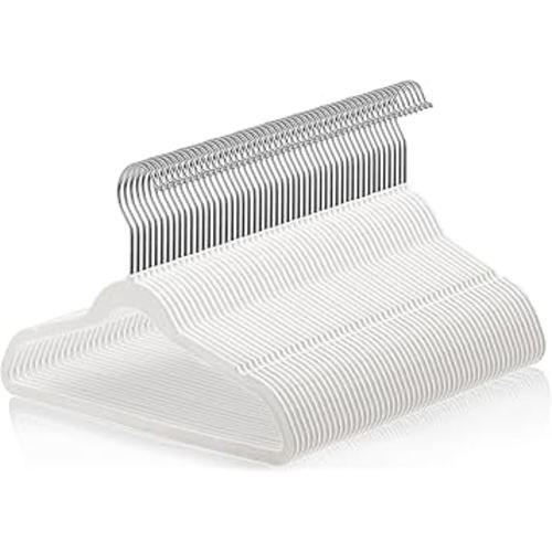 Casafield 50 Velvet Kid's Hangers - 14" Size for Children's Clothes - Ivory