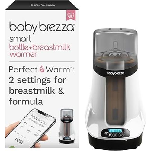 Baby Brezza Smart Baby Bottle Warmer, Breastmilk Warmer + Defroster – Free App - Only Brand with Different Temperatures for Breastmilk + Formula - Universal Fit for All Bottles + Milk Bags