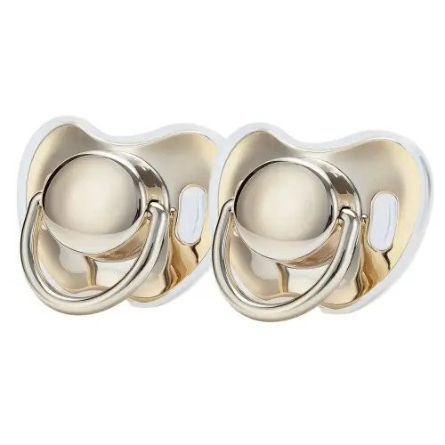 MIYOCAR 2pcs Baby Pacifier with Bling Metallic Gold Silver Color Luxurious Pacifiers Ideal Gift for New Born Baby and Baby Shower ninni pacifier - TikTok Shop