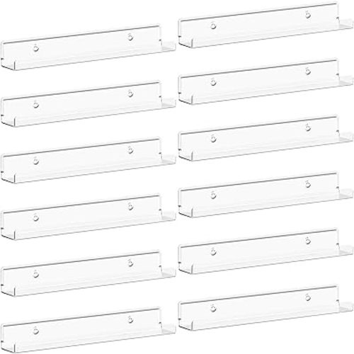 Clear Acrylic Wall Shelf Room Decor for Book/Photo/Picture/Makeup Display in Bedroom, Living Room, Bathroom Storage and Organization