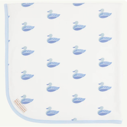 Baby Buggy Blanket - Merrimack Quack Quacks with Buckhead Blue