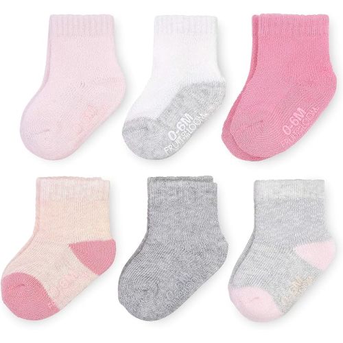 Fruit of the Loom All Weather Baby & Toddler Socks - Cotton Crew Socks with Grips for Boys, Girls and Unisex