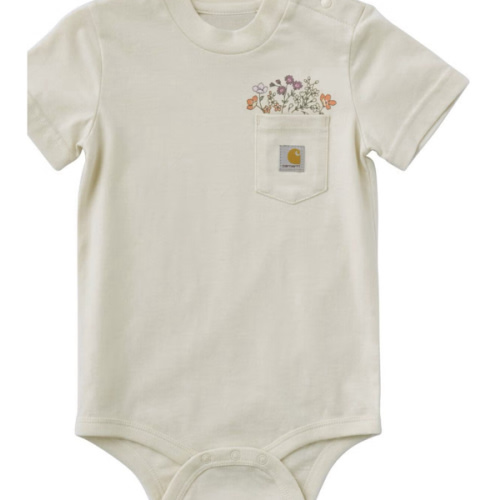 Carhartt Infant Girls' Flower Pocket Short Sleeve Onesie