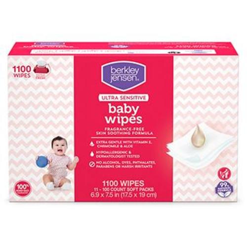 Berkley Jensen Ultra Sensitive Baby Wipes, 11 pk./100 ct.