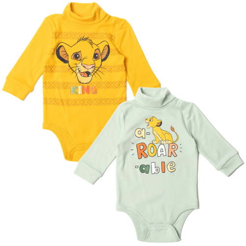 Disney Lion King Simba Newborn Baby Boys 2 Pack Turtleneck Bodysuits Newborn to Infant