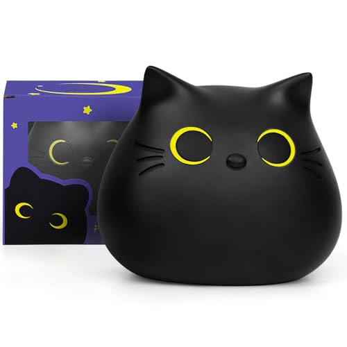 JIZWPOOM Piggy Bank, Black Cat Money Saving Box Gifts for Kids, Black Cat Bank Coin Box Cat Coin Bank Piggy Bank Toy for Adults Boys Girls Birthday 7 X 6 inches