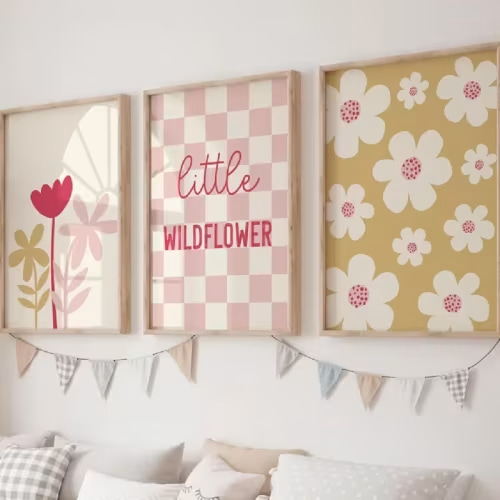 3pcs vintage floral nursery wall art set soft - Temu Australia - no frames