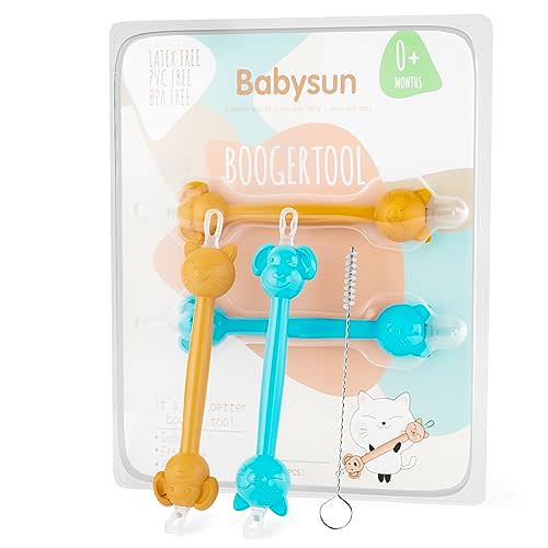 3 in 1 Baby Booger Remover and Baby Ear Cleaner Tool Baby Nose Cleaner with Soft Silicone End Dual Ear Wax and Snot Remover Safe Nasal Picker for Newborns Infants & Toddlers, BPA Free