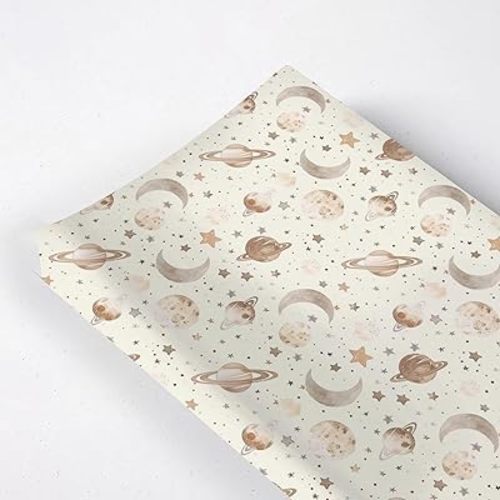 Outer Space Planets Moon Stars Pattern Baby Changing Pad Cover, Unisex Space Nursery Diaper Changing Table Pad Mat Sheet for Boys Girls-16x32