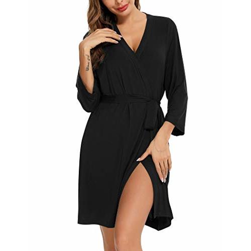 Anjue Robe for Women Kimono Robes Short Bamboo Bathrobe Soft Sleepwear Ladies Loungewear S-XXL