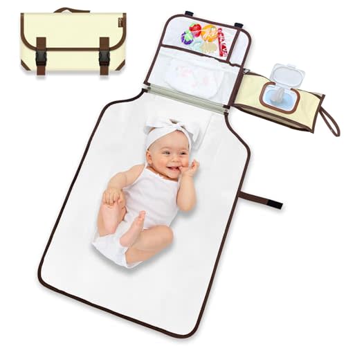 Portable Diaper Changing Pad, Portable Diaper Changing Pad for Baby, Detachable Travel Changing Pad for Newborn Girl & Boy, Baby Changing Pad with Wipes Pocket, Gifts for Baby Shower
