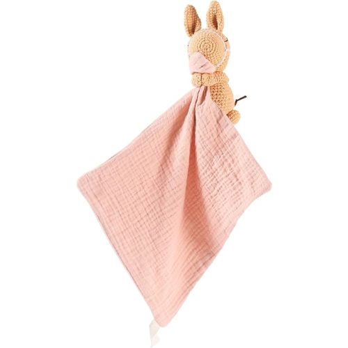 Hand-Knit Crochet Animal Security Blanket | Organic Cotton Baby Shaker Rattle Toy & Comforter Lovey | Soft Sensory Stroller Toy for Newborns Infants 0-6-12 Months (Baby Pony Design)