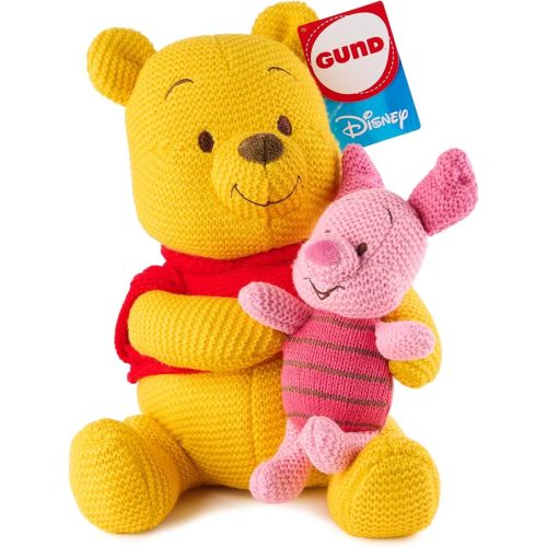 GUND Disney Official Pooh and Piglet Knit Plush, Winnie The Pooh, Stuffed Animal for Ages 1 and Up, Yellow/Pink, 10”