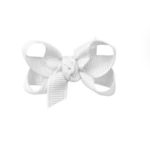 Infant Signature Grosgrain Bow on Clip - White