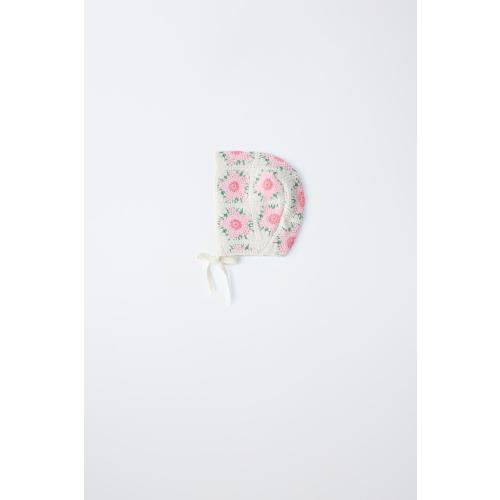 CROCHET FLOWER BONNET - Ecru | ZARA United States