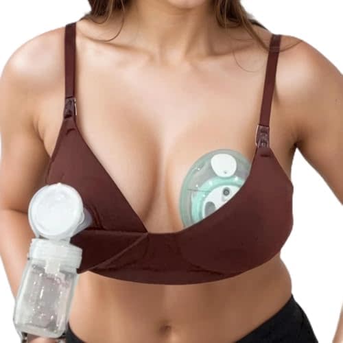 Supermom T-Shirt Nursing & Hands Free Pumping Bra with Fixed Padding - Comfortable Maternity Breast Pump Bra