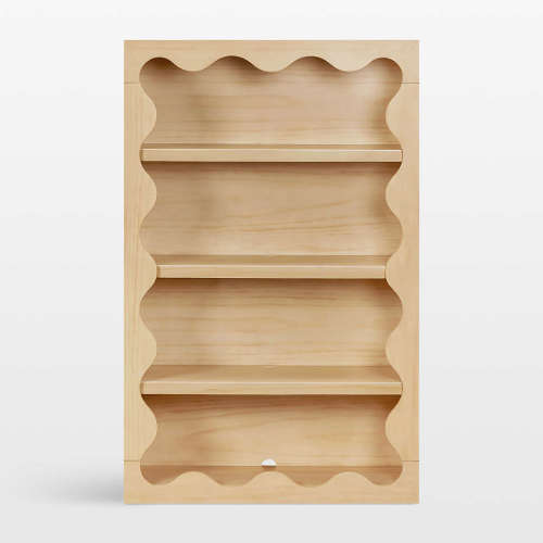 Babyletto 38" Lido Wave Blonde Wood 4-Shelf Tall Kids Bookcase