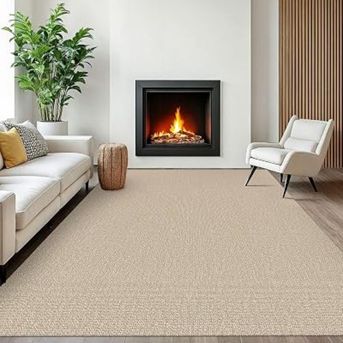 EARTHALL Washable Area Rug, Non Slip Living Room Rug, 6x9 Ft, Sand/Beige