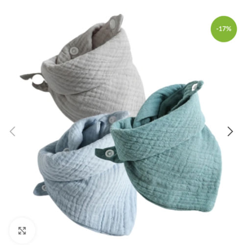 3-Pack Baby Muslin Cotton Bibs – Soft Solid Color Bandana Bibs for Boys and Girls, Feeding and Drool Protection - Natural Utensils