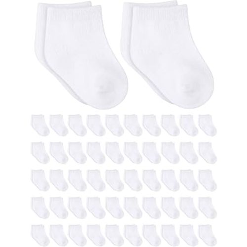 Jecery 50 Pairs Baby Cotton Socks Bulk Newborn Ankle Socks Unisex Baby Socks Stretch Socks for Baby Boys Girls,0-6 Months
