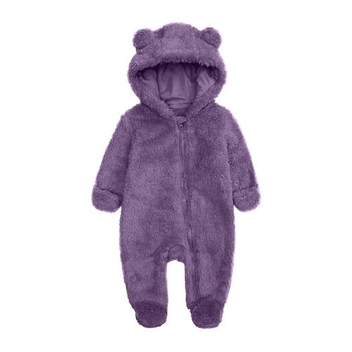 BLVB Newborn Baby Romper Fleece Onesie Jumpsuit Infant Girls Boys Long Sleeve Warm Hooded Snowsuit Outwear Outfits