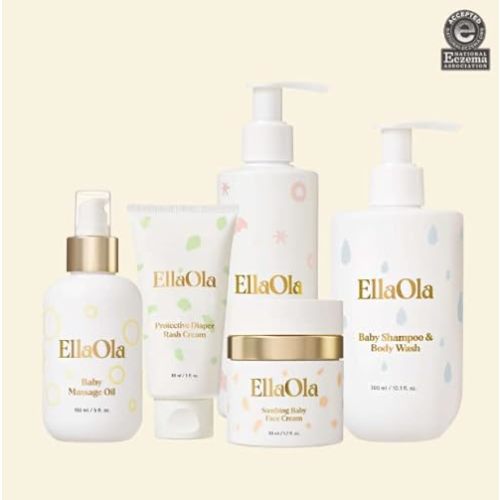 All Around Baby Essentials Bundle | Set Includes - Shampoo & Body Wash, Soothing Face Cream + Hydrating Lotion + Diaper Rash Cream + Massage Oil for Babies, Infants, & Toddlers