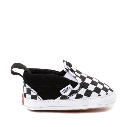 Vans Slip-On V Checkerboard Crib Shoe - Baby - Black / White | Journeys