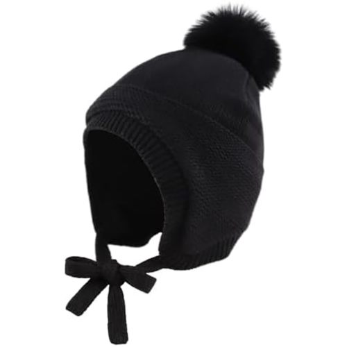 JANGANNSA Basic Winter Baby Boys Beanie Pompom Knitted Girls Hat Kids Earflap Beanies Warm Infant Toddler Hats