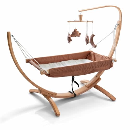 Kids Hammock Bed for Children Ages 3 to 5 Years, 15 to 36 kg Capacity, Comfortable Fabric with Wooden Frame, Large Size 25.98" × 59.06", Portable and Easy to Assemble for Indoor and Outdoor Use (Grey)