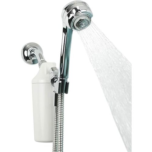 Aquasana Shower Filter | Dermatologist-recommended for softer, healthier skin & hair | Proven to reduce 90% of chlorine for 6 months | High pressure | Chrome wand shower head | AQ-4105CHR