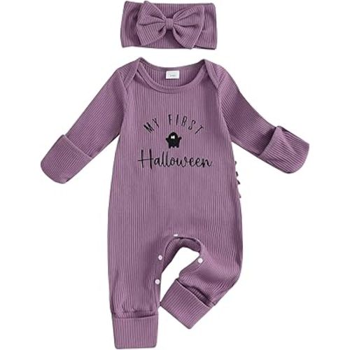 FIOMVA My First Thanksgiving Outfit Baby Girl Newborn Ribbed Romper Long Sleeve Onesie 1st Thanksgiving Clothes Preemie Fall